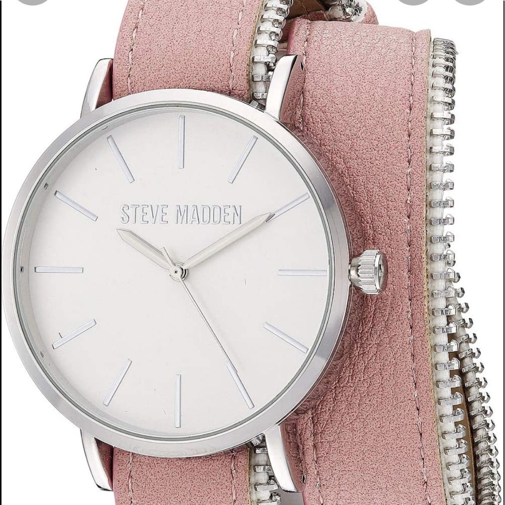 Steve Madden Zipper Wrap Watch- Pink